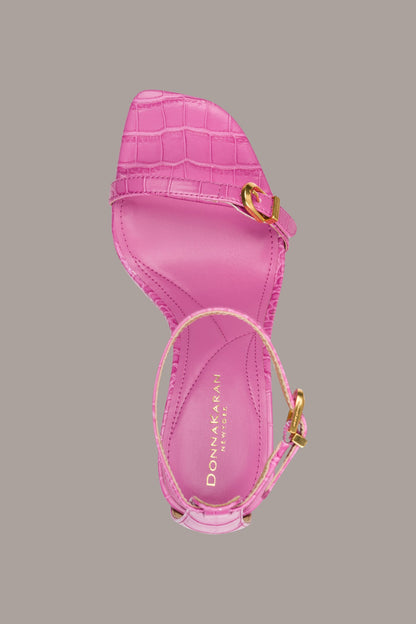 Donna Karan PRYCE CROC-EFFECT ANKLE STRAP SANDAL