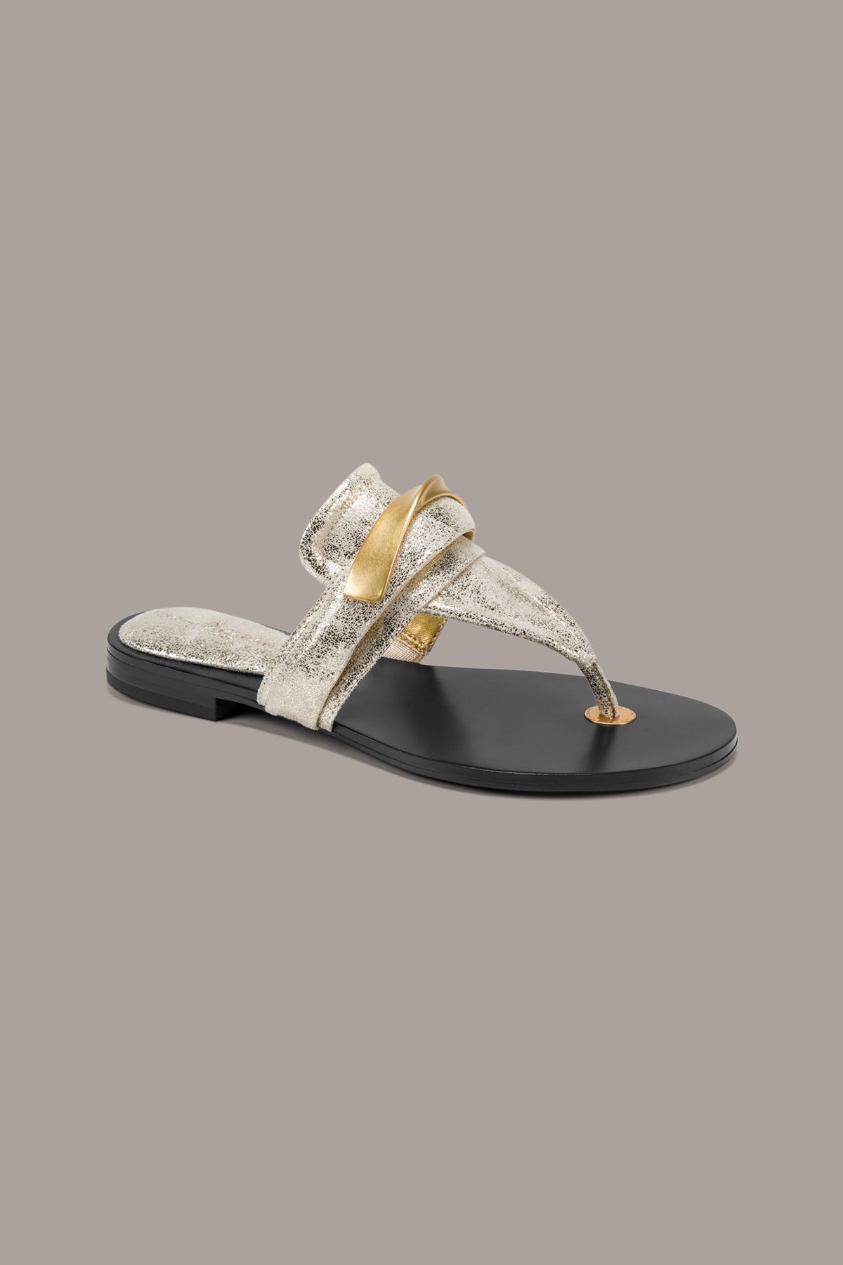 Donna Karan VELVET METALLIC THONG SANDAL