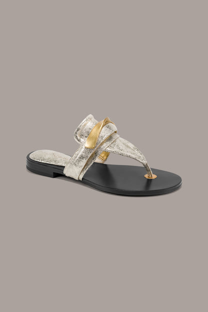 Donna Karan VELVET METALLIC THONG SANDAL