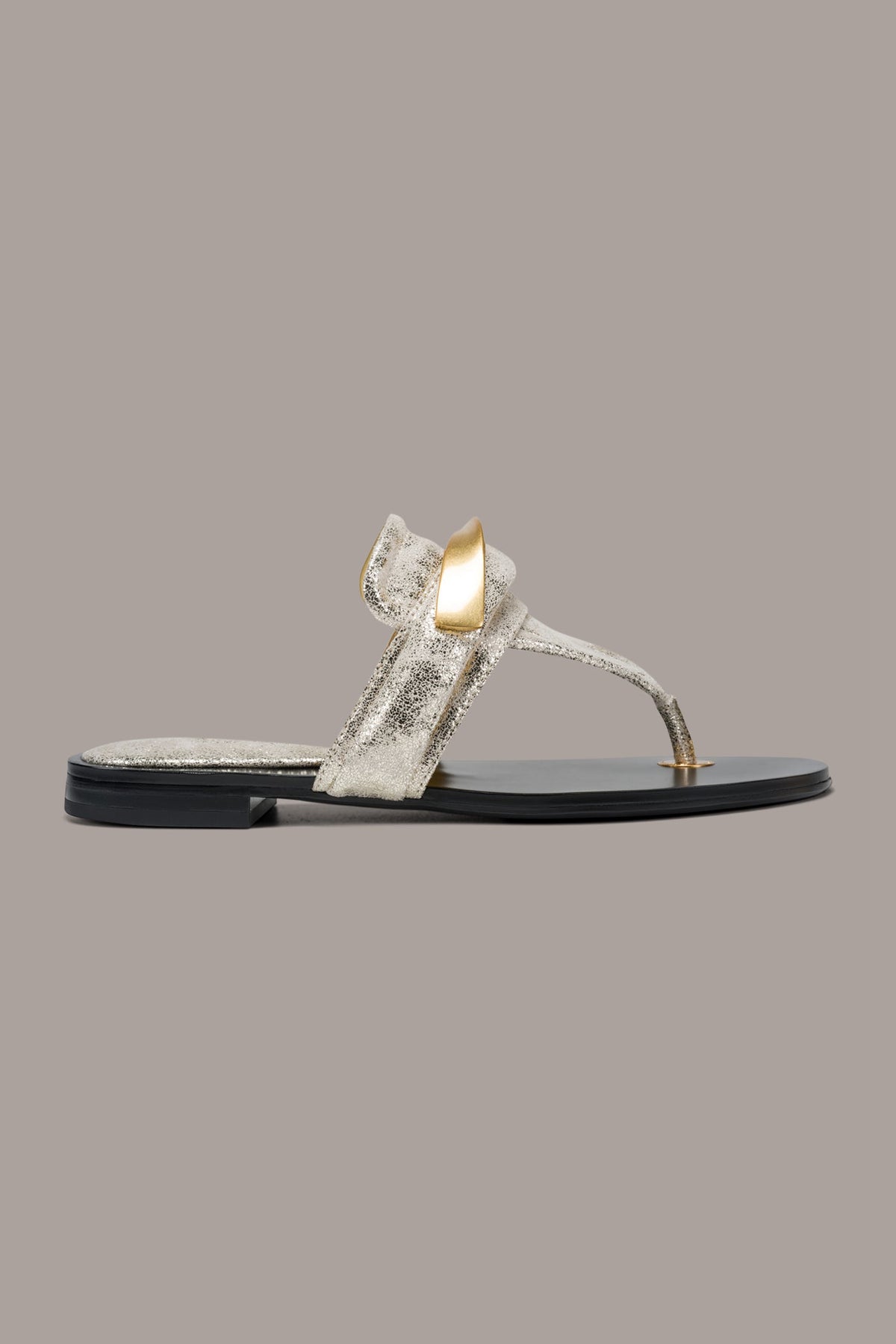 Donna Karan VELVET METALLIC THONG SANDAL