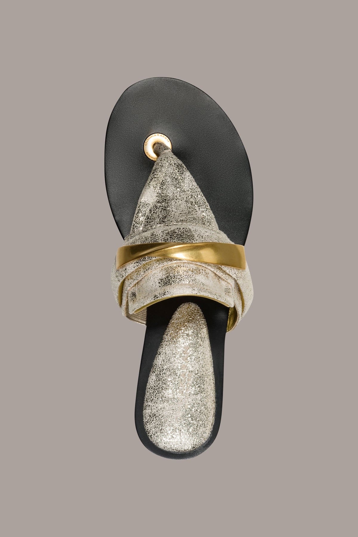 Donna Karan VELVET METALLIC THONG SANDAL