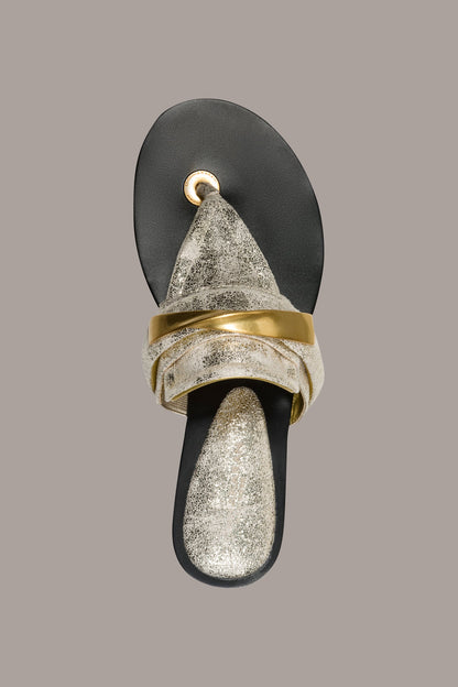 Donna Karan VELVET METALLIC THONG SANDAL