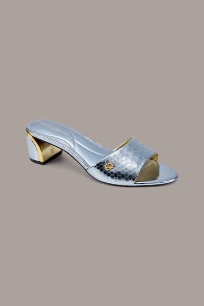 Donna Karan SANGRIA METALLIC SNAKE-PRINT MULE SANDAL