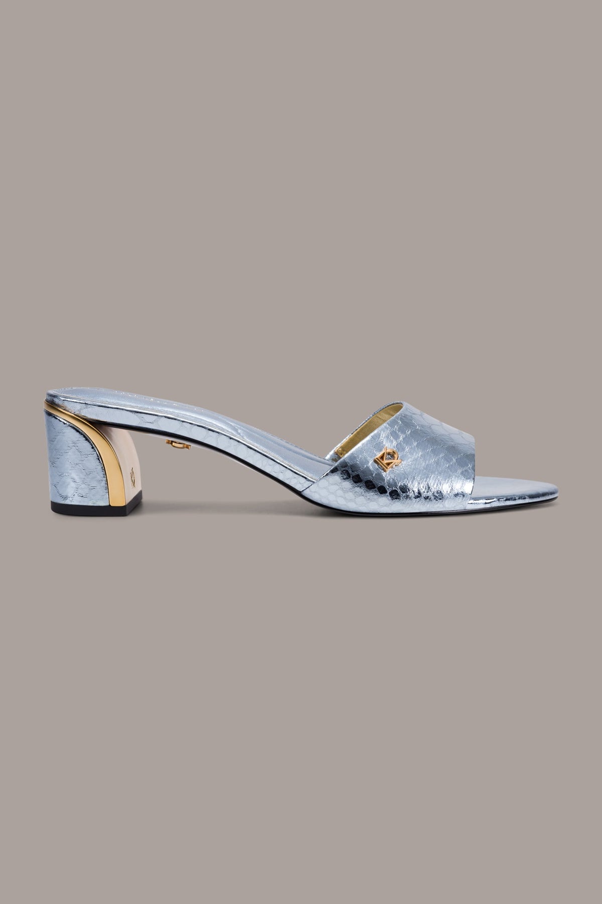 Donna Karan SANGRIA METALLIC SNAKE-PRINT MULE SANDAL