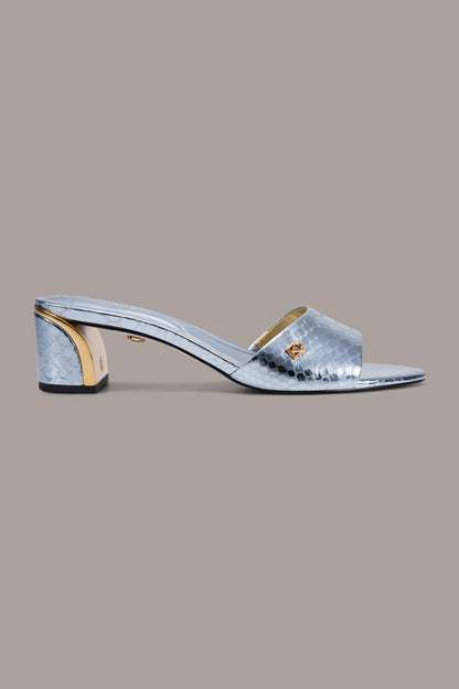 Donna Karan SANGRIA METALLIC SNAKE-PRINT MULE SANDAL