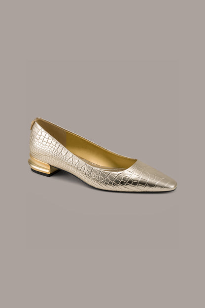 Donna Karan SAVITA METALLIC CROC-EFFECT FLAT