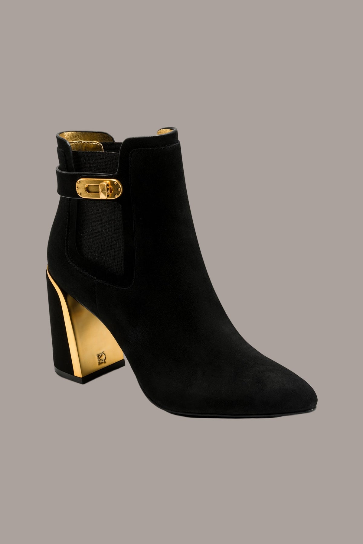 Donna Karan RAINE SUEDE GOLD-TRIMMED CHELSEA BOOTIE