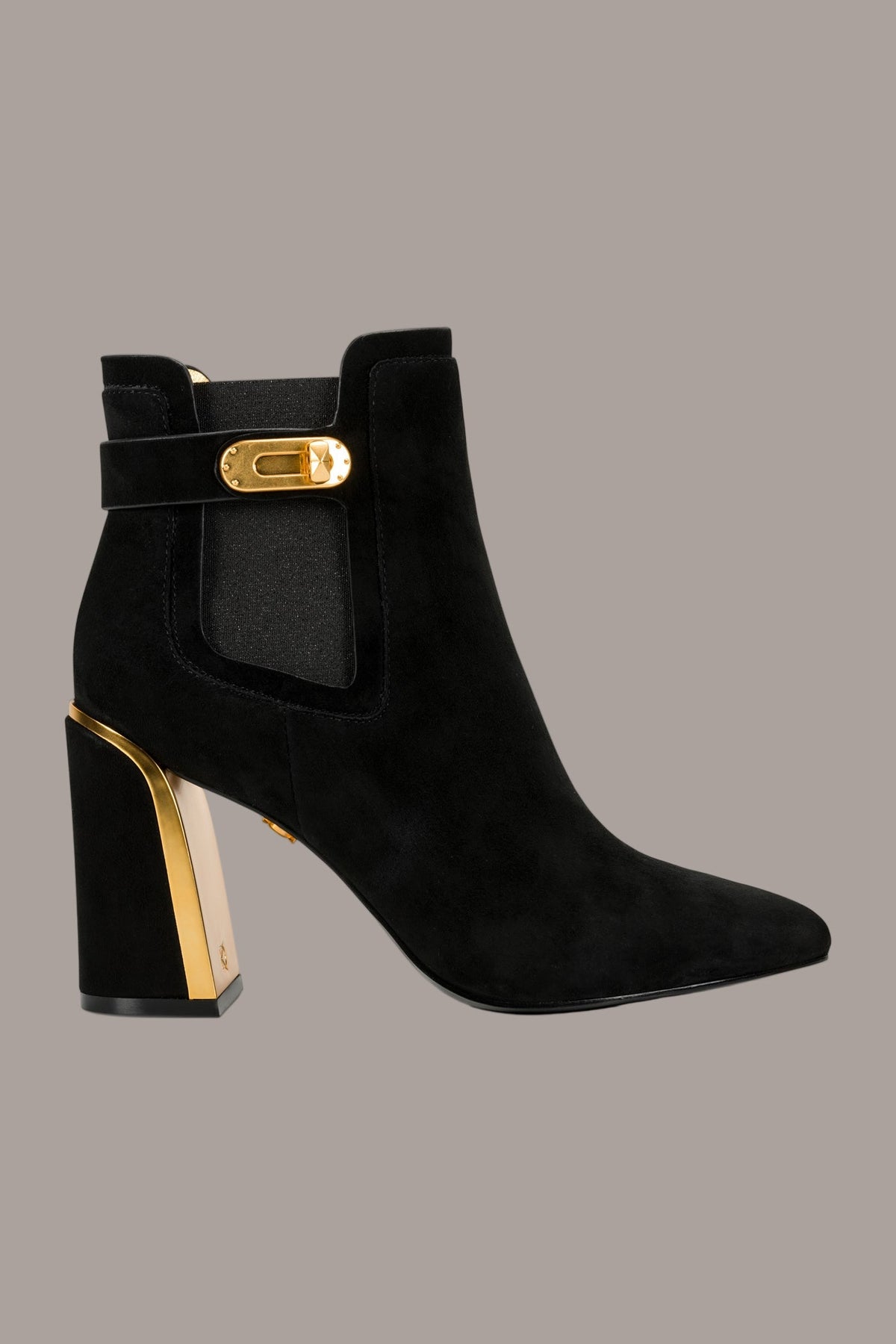 Donna Karan RAINE SUEDE GOLD-TRIMMED CHELSEA BOOTIE