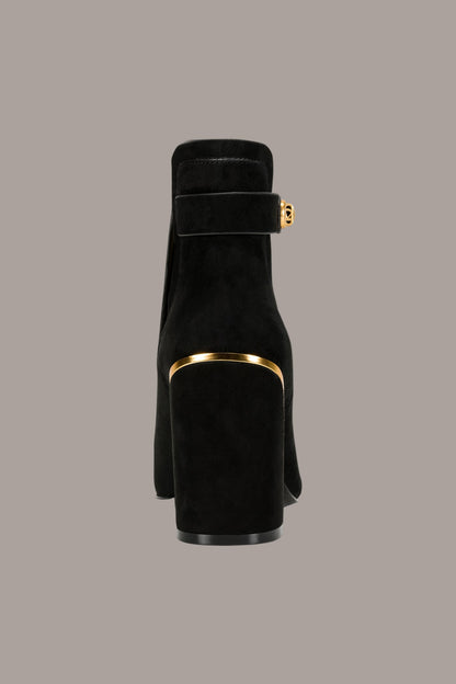 Donna Karan RAINE SUEDE GOLD-TRIMMED CHELSEA BOOTIE
