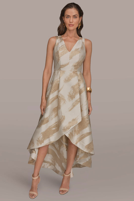 Donna Karan BRUSHSTROKE JACQUARD HIGH-LOW BALL GOWN