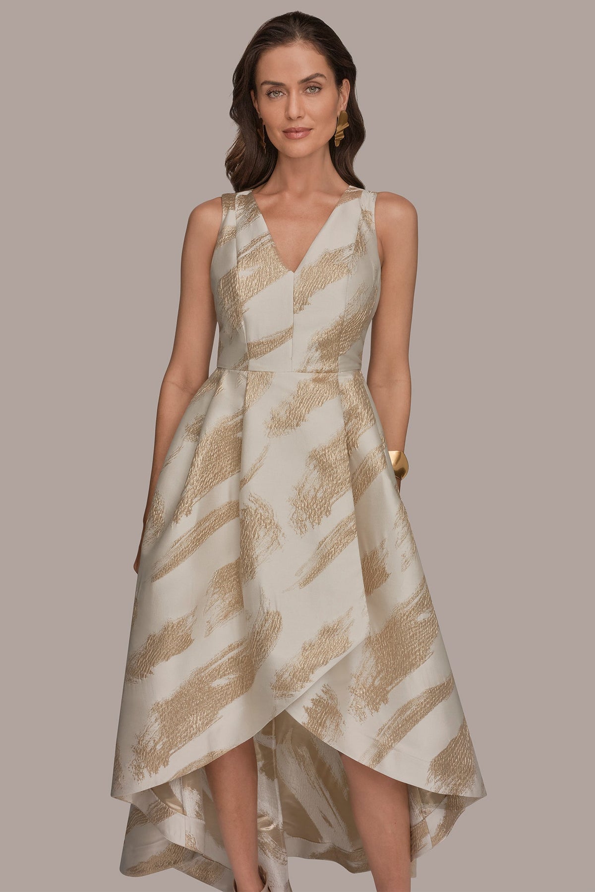 Donna Karan BRUSHSTROKE JACQUARD HIGH-LOW BALL GOWN