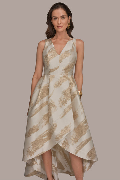 Donna Karan BRUSHSTROKE JACQUARD HIGH-LOW BALL GOWN