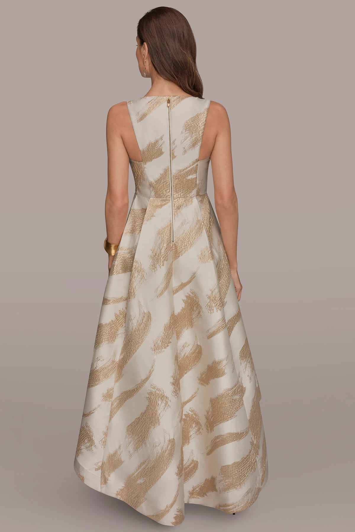 Donna Karan BRUSHSTROKE JACQUARD HIGH-LOW BALL GOWN