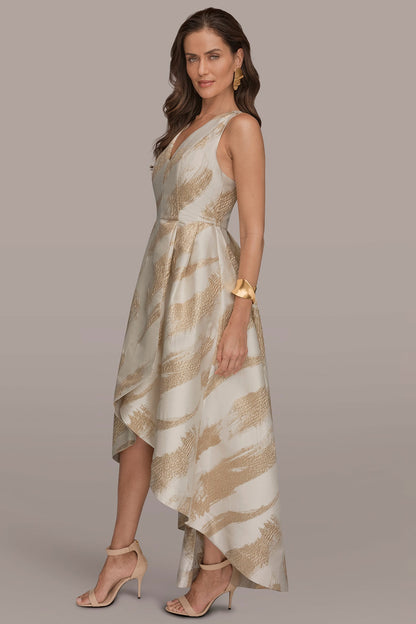 Donna Karan BRUSHSTROKE JACQUARD HIGH-LOW BALL GOWN
