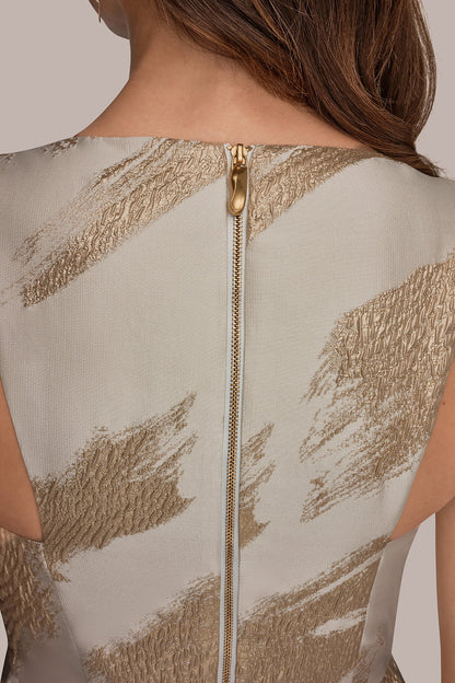 Donna Karan BRUSHSTROKE JACQUARD HIGH-LOW BALL GOWN