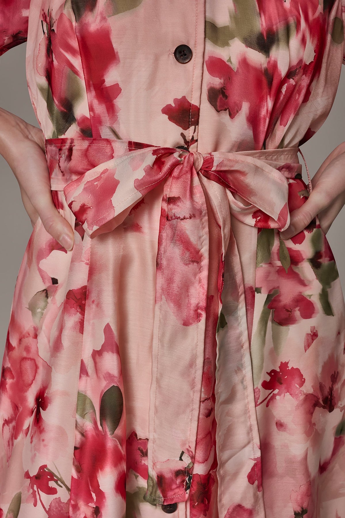 Donna Karan ORGANZA FLORAL MIDI SHIRT DRESS