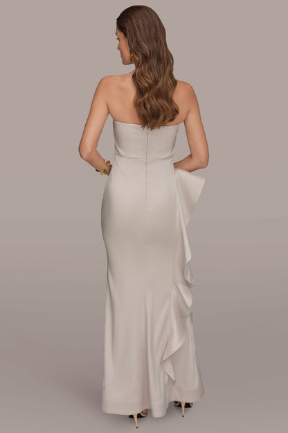 Donna Karan TAFFETA STRAPLESS RUFFLE GOWN