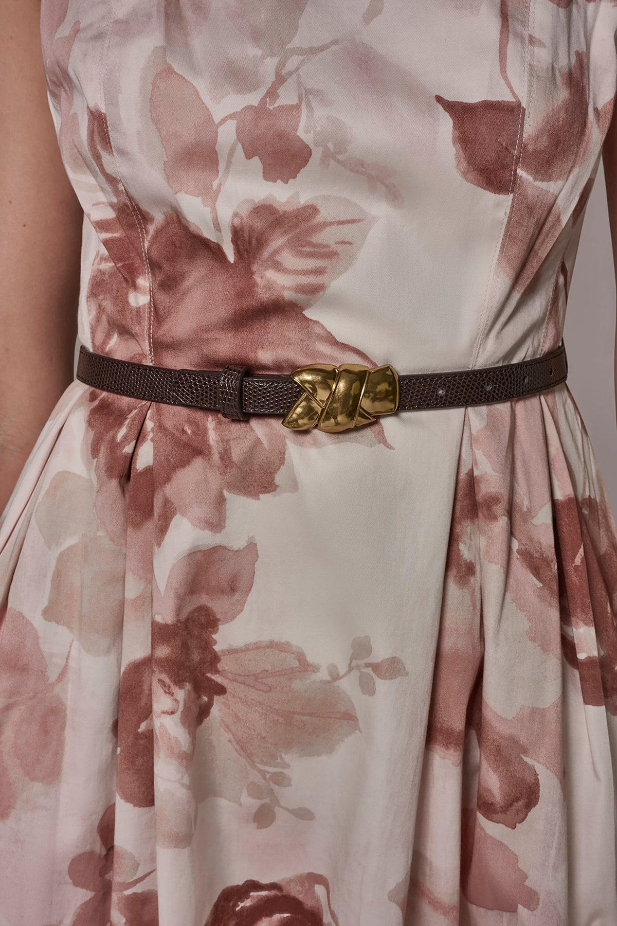 Donna Karan COTTON-SATEEN FLORAL MIDI A-LINE DRESS