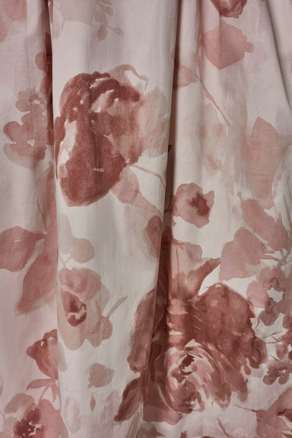 Donna Karan COTTON-SATEEN FLORAL MIDI A-LINE DRESS