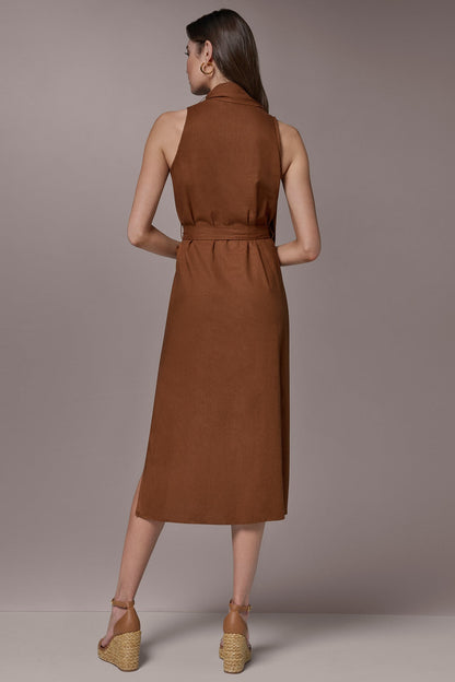 Donna Karan SLEEVELESS SCARF MIDI A-LINE DRESS