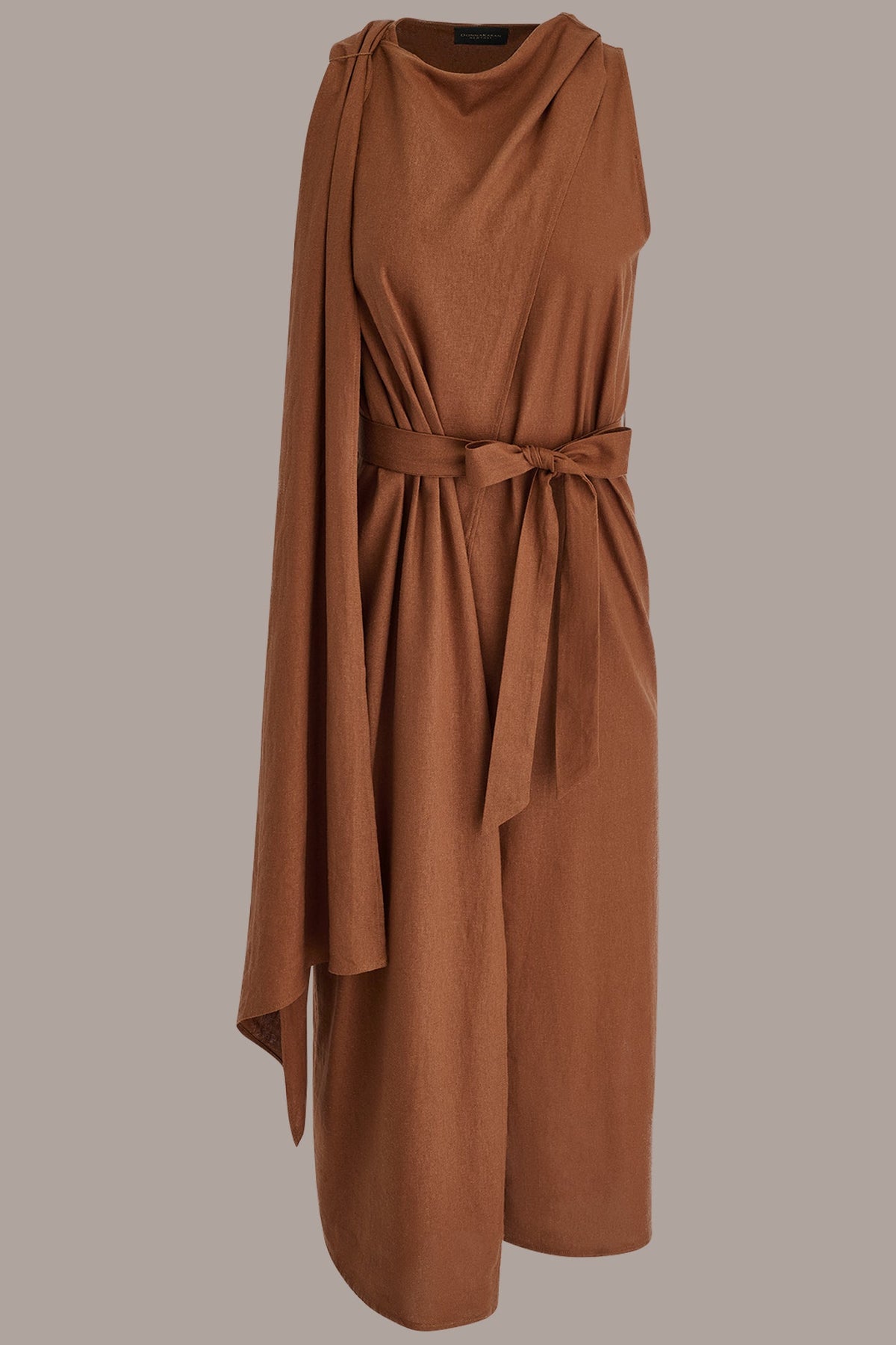 Donna Karan SLEEVELESS SCARF MIDI A-LINE DRESS