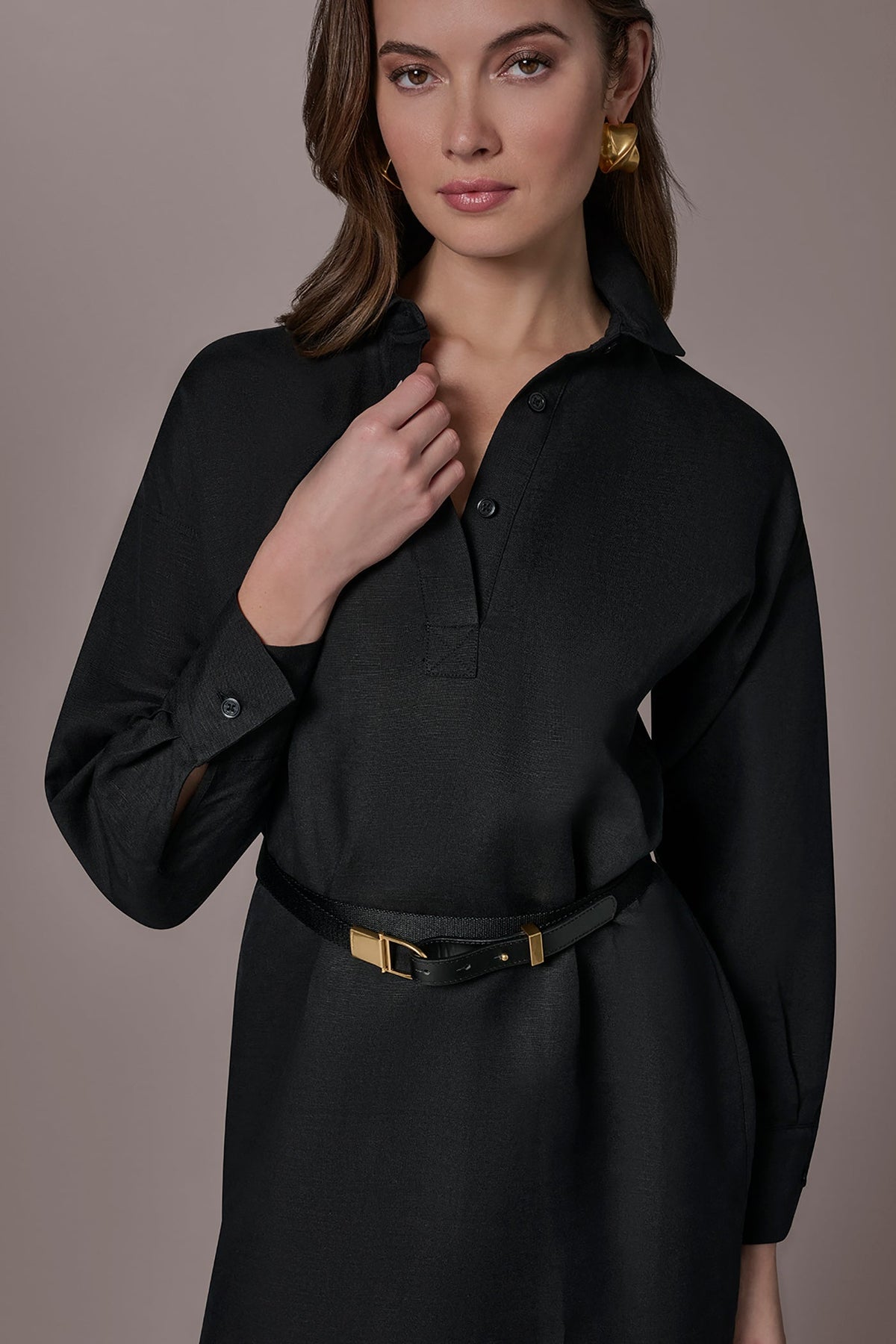 Donna Karan LINEN-BLEND SHIRT DRESS