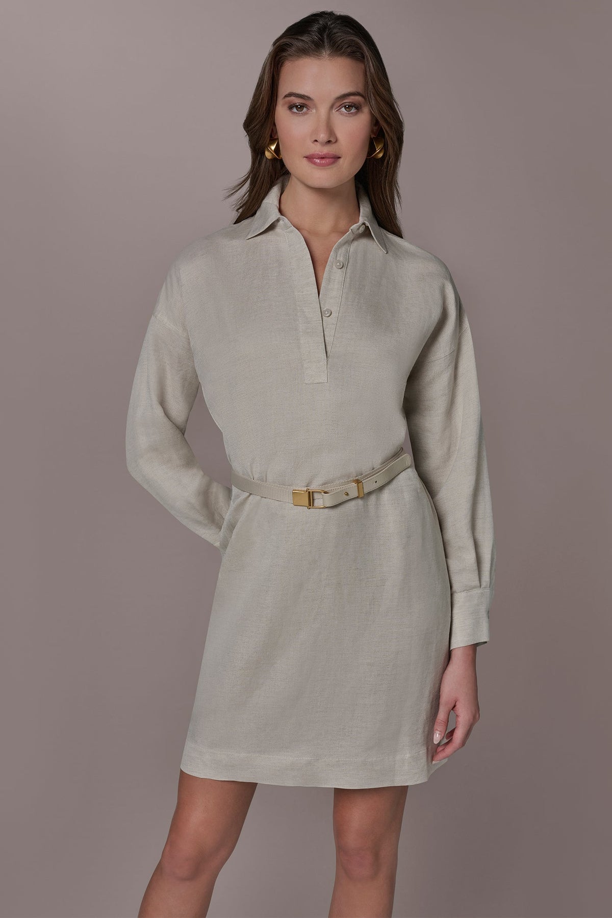 Donna Karan LINEN-BLEND SHIRT DRESS