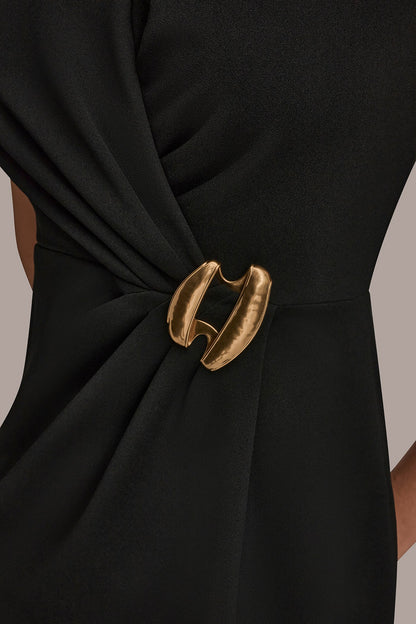 Donna Karan SLEEVELESS WRAP SHEATH DRESS