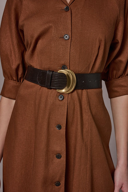 Donna Karan LINEN-BLEND MIDI SHIRT DRESS