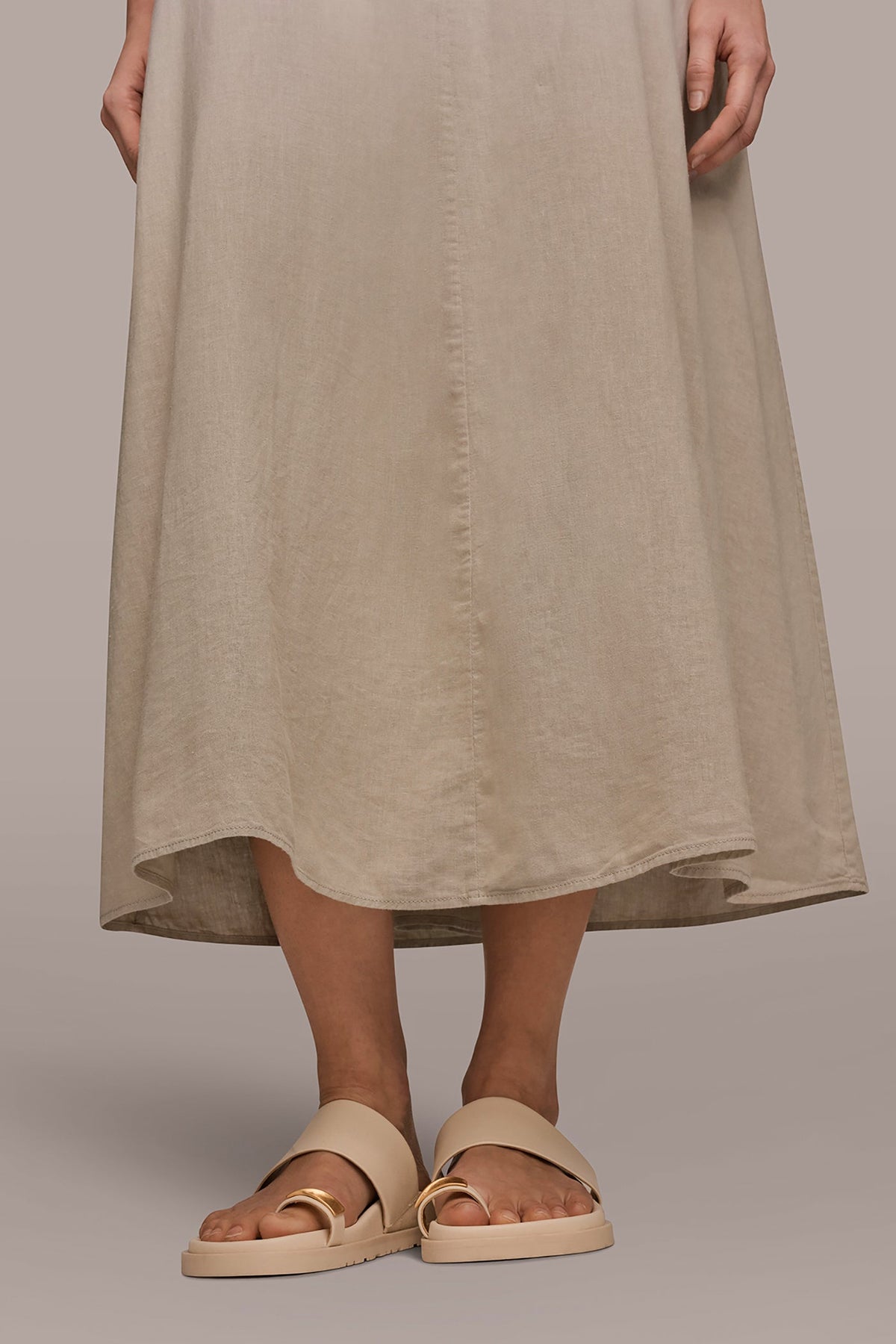 Donna Karan LINEN-BLEND SLEEVELESS OMBRÉ TWIST-BACK MIDI HALTER DRESS