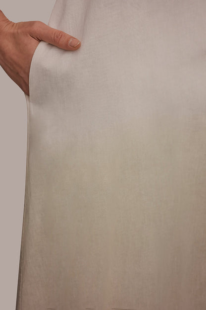 Donna Karan LINEN-BLEND SLEEVELESS OMBRÉ TWIST-BACK MIDI HALTER DRESS