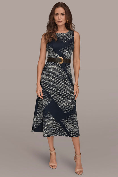 Donna Karan SLEEVELESS PRINTED A-LINE DRESS