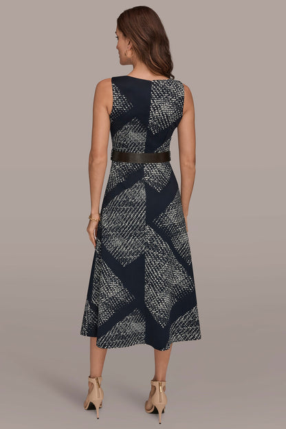 Donna Karan SLEEVELESS PRINTED A-LINE DRESS