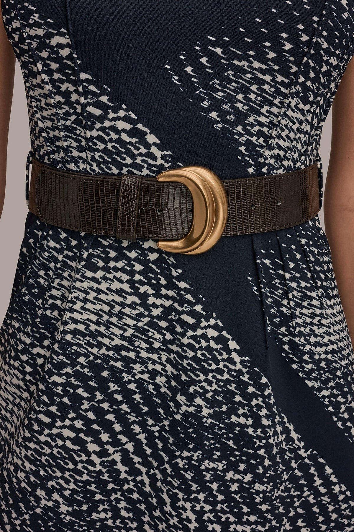 Donna Karan SLEEVELESS PRINTED A-LINE DRESS