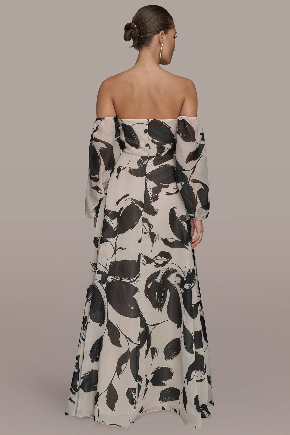Donna Karan ORGANZA OFF-THE-SHOULDER FLORAL GOWN