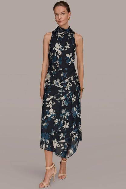 Donna Karan BURNOUT HIGH-NECK DRESS