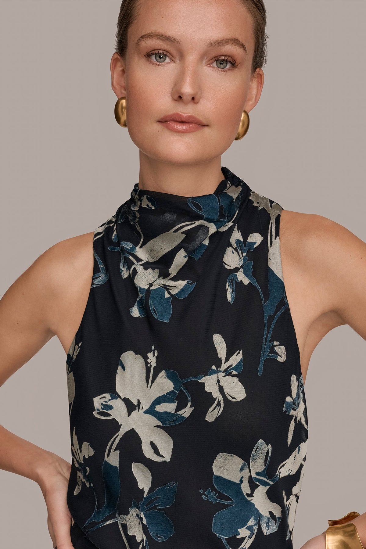 Donna Karan BURNOUT HIGH-NECK DRESS