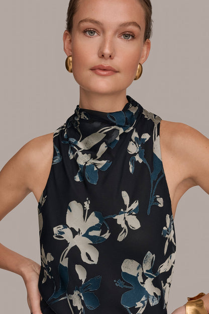 Donna Karan BURNOUT HIGH-NECK DRESS