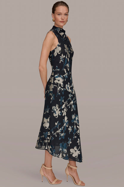 Donna Karan BURNOUT HIGH-NECK DRESS
