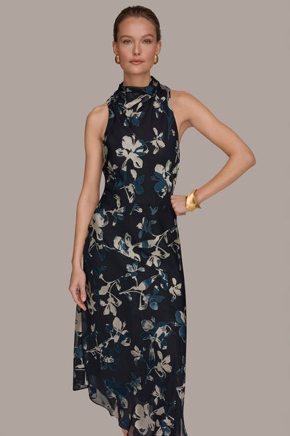 Donna Karan BURNOUT HIGH-NECK DRESS