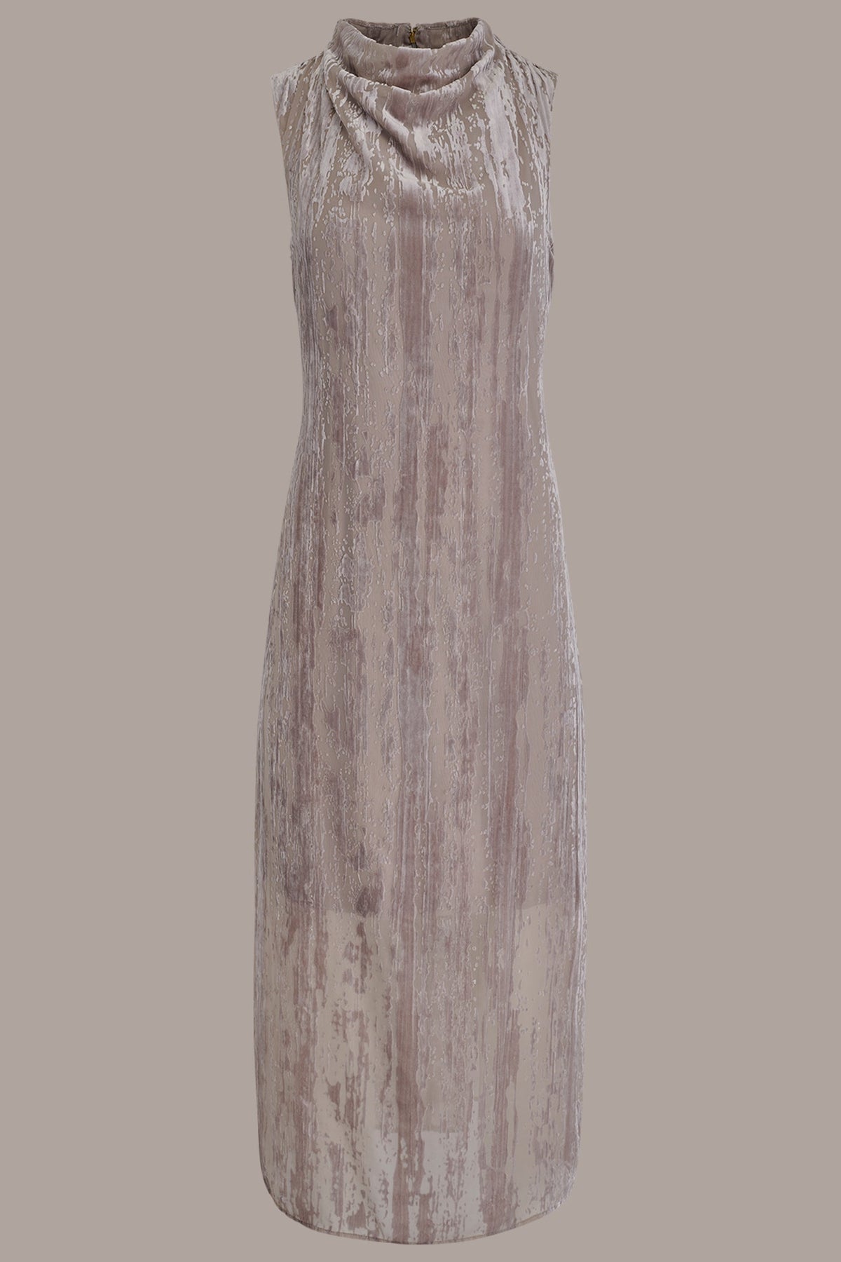 Donna Karan SLEEVELESS COWL-NECK BURNOUT MIDI DRESS