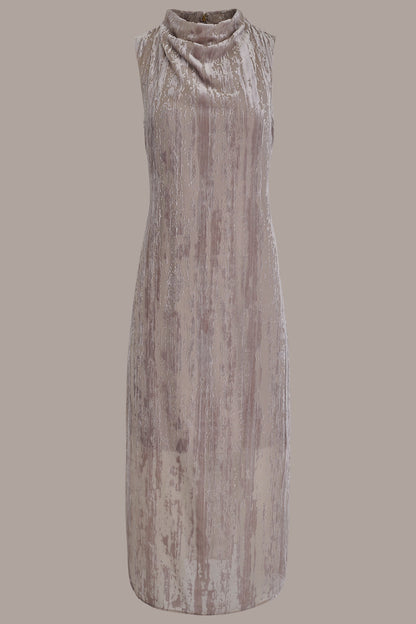 Donna Karan SLEEVELESS COWL-NECK BURNOUT MIDI DRESS
