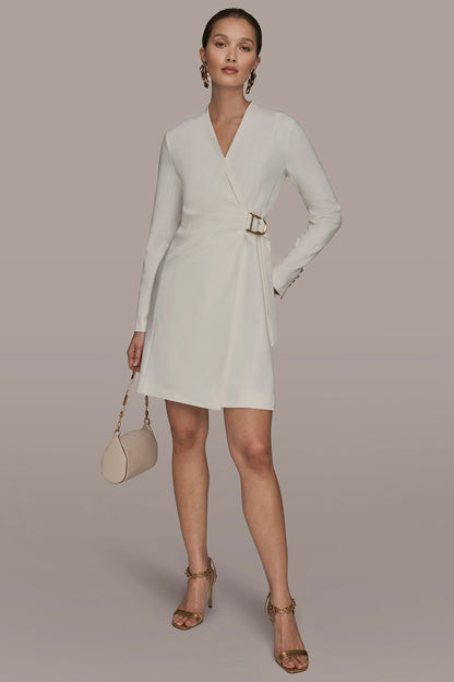 Donna Karan LONG SLEEVE MINI WRAP JACKET DRESS