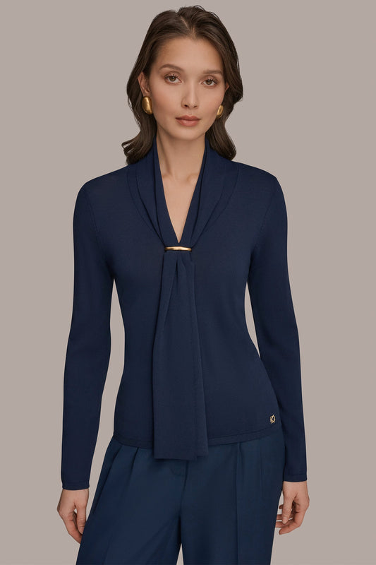 Donna Karan DRAPED SCARF SWEATER