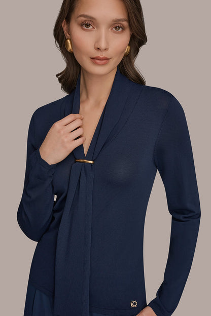 Donna Karan DRAPED SCARF SWEATER