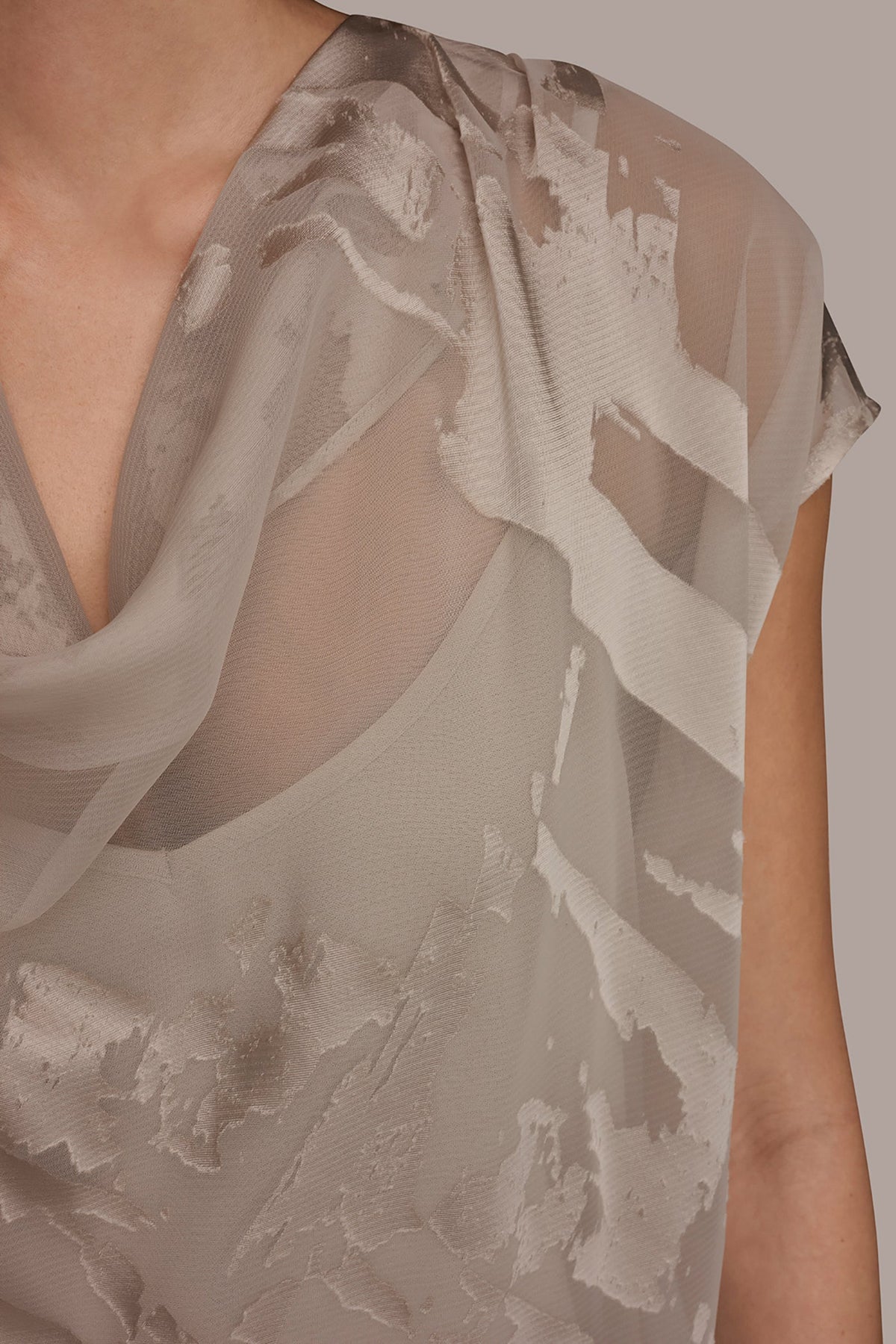 Donna Karan SATIN ABSTRACT BURNOUT TOP