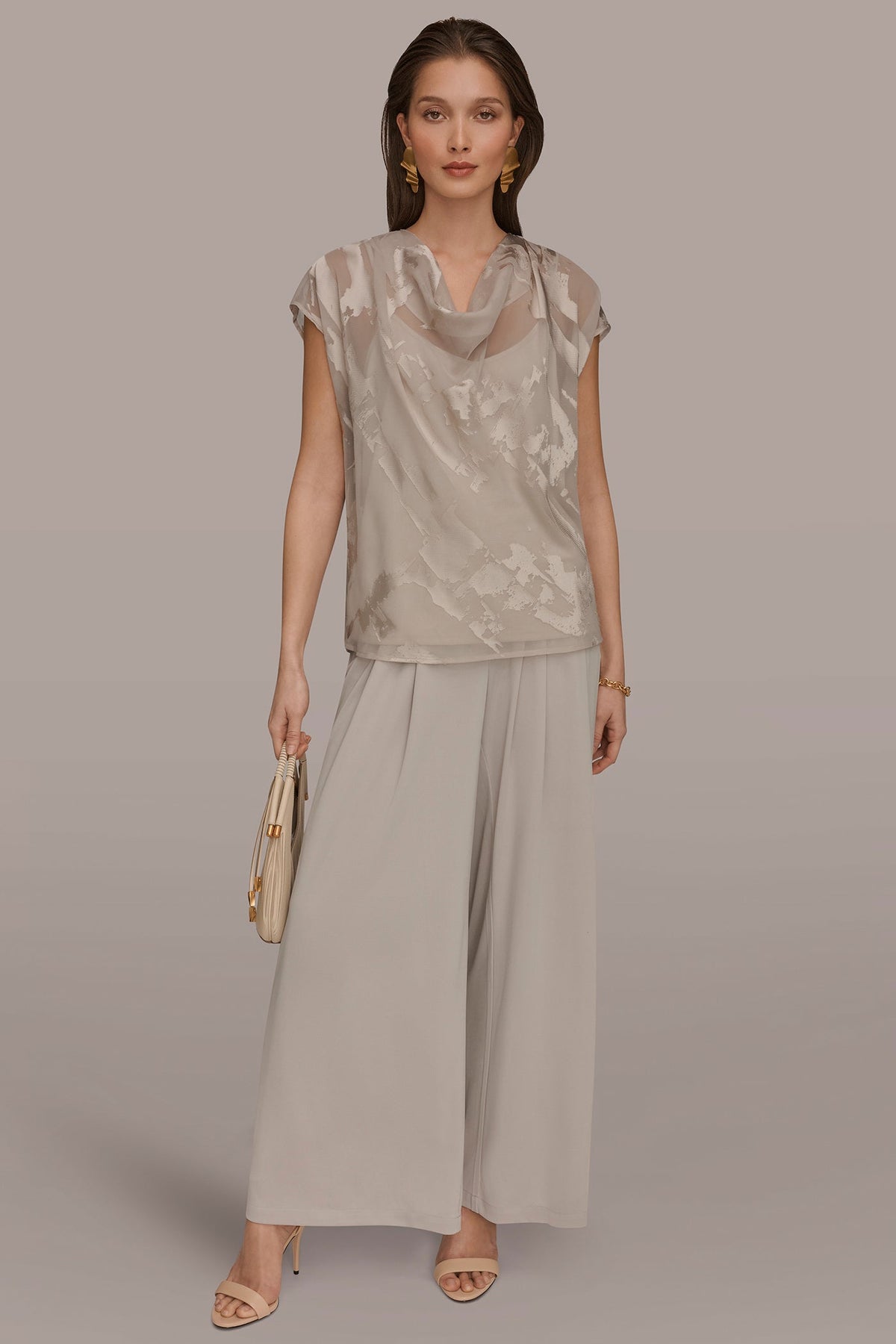 Donna Karan SATIN ABSTRACT BURNOUT TOP