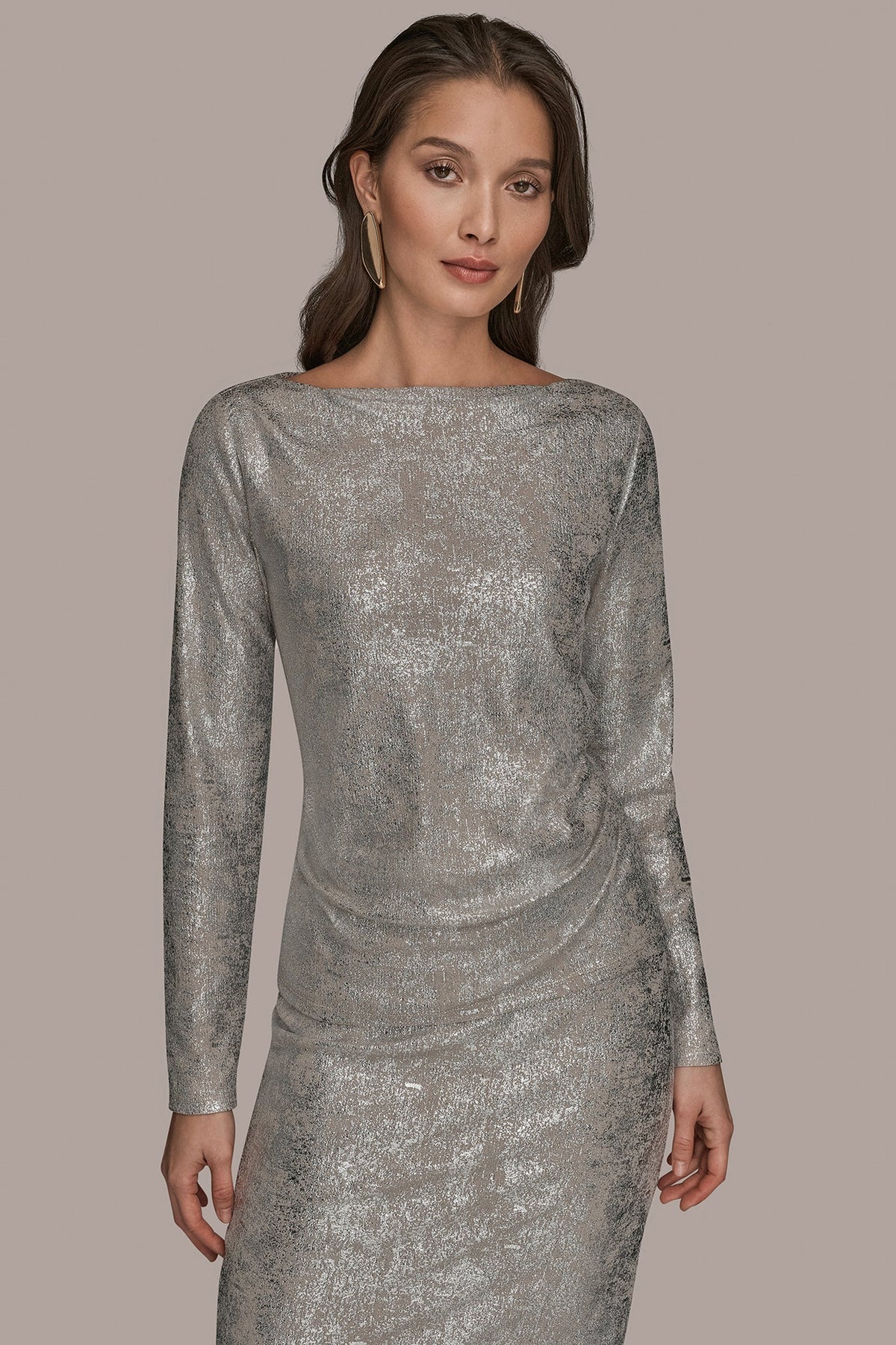 Donna Karan LONG SLEEVE FOIL TOP