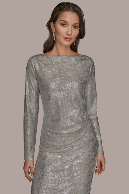Donna Karan LONG SLEEVE FOIL TOP