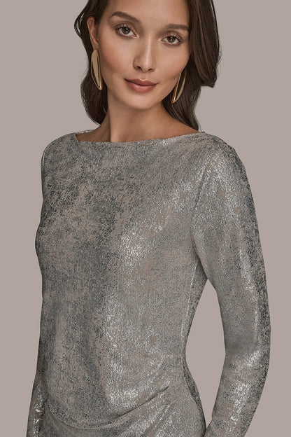 Donna Karan LONG SLEEVE FOIL TOP